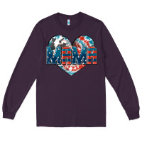 Plum American Mama heart Long Sleeve Tee - FaDigitalArtStudio