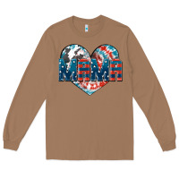 Toasted Coconut American Mama heart Long Sleeve Tee - FaDigitalArtStudio
