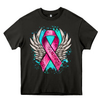 Asphalt cancer ribbon with angel wings Heavy Core Tee - NancyCooperArtShop