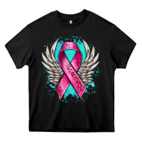 Black cancer ribbon with angel wings Heavy Core Tee - NancyCooperArtShop
