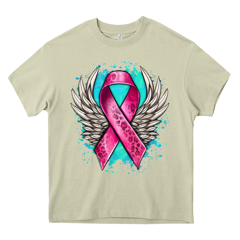 Cancer Ribbon With Angel Wings Heavy Core Tee by NancyCooperArtShop | Teevron
