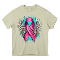 Mossy cancer ribbon with angel wings Heavy Core Tee - NancyCooperArtShop
