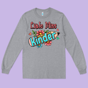 Little Miss Kindergarten Long Sleeve Tee Designed By Ranaportraitstore