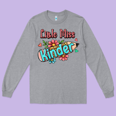 Little Miss Kindergarten Long Sleeve Tee Designed By Ranaportraitstore