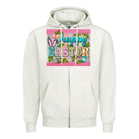 Oatmeal Heather happy easter mousepad Zipper Hoodie - BarkalooDesign
