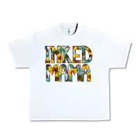 White Inked Mama Flowers Urban Heavy Tee - CowCowDesign