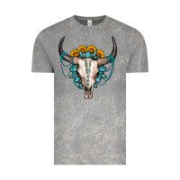 Cloud Rock sunflower gemstone bull skull Vintage Tee - OliviaCreatesArt
