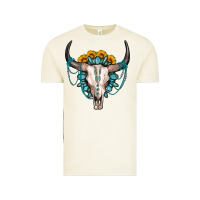 Vintage Arctic sunflower gemstone bull skull Vintage Tee - OliviaCreatesArt