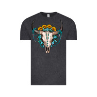 Vintage Black sunflower gemstone bull skull Vintage Tee - OliviaCreatesArt