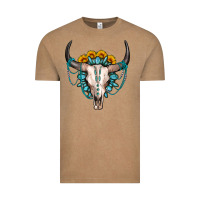Sunflower Gemstone Bull Skull Vintage Tee | Teevron