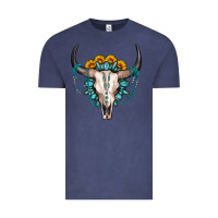 Vintage Denim sunflower gemstone bull skull Vintage Tee - OliviaCreatesArt