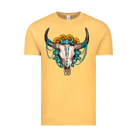 Vintage Mustard sunflower gemstone bull skull Vintage Tee - OliviaCreatesArt