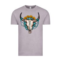Vintage Zinc sunflower gemstone bull skull Vintage Tee - OliviaCreatesArt