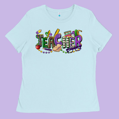 Teacher Mardi Gras Ladies Tee Designed By Cowgirlartshop
