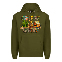 Army Green Campfire Legend Premium Hoodie - CowhideDigitalArt