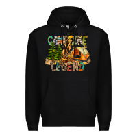 Black Campfire Legend Premium Hoodie - CowhideDigitalArt