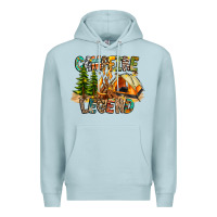 Blue Mist Campfire Legend Premium Hoodie - CowhideDigitalArt