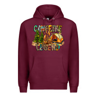 Burgundy Campfire Legend Premium Hoodie - CowhideDigitalArt