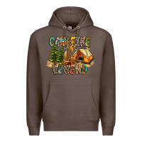 Coffee Campfire Legend Premium Hoodie - CowhideDigitalArt