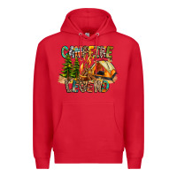 Red Campfire Legend Premium Hoodie - CowhideDigitalArt