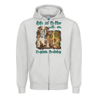 Dove Grey life is better with a english bulldog Zipper Hoodie - BarkalooDesign