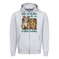 Heather Grey life is better with a english bulldog Zipper Hoodie - BarkalooDesign