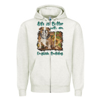 Oatmeal Heather life is better with a english bulldog Zipper Hoodie - BarkalooDesign