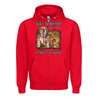 Red life is better with a english bulldog Zipper Hoodie - BarkalooDesign