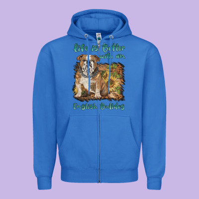 Life Is Better With A English Bulldog Zipper Hoodie Designed By Barkaloodesign