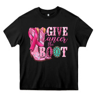 Black give cancer the boot Heavy Core Tee - NancyCooperArtShop