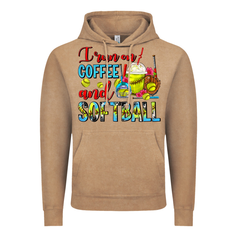 I Run On Coffee And Softball Frappe Vintage Hoodie by FaDigitalArtStudio | Teevron