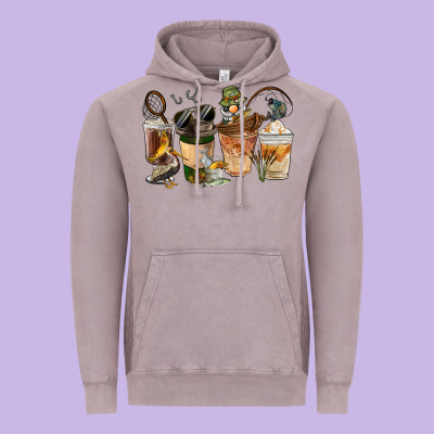 Fishing Coffee Cups Vintage Hoodie Designed By Fadigitalartstudio