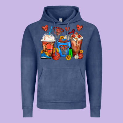 Basketball Coffee Cups Vintage Hoodie Designed By Fadigitalartstudio