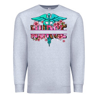 Heather Grey floral nurse preview Premium Sweatshirt - AdoDesignShop