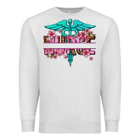 Oatmeal Heather floral nurse preview Premium Sweatshirt - AdoDesignShop