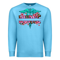 Ocean Blue floral nurse preview Premium Sweatshirt - AdoDesignShop