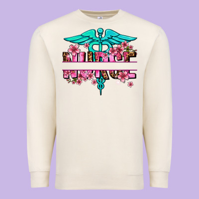 Floral Nurse Preview Premium Sweatshirt Designed By Adodesignshop