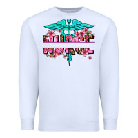 White floral nurse preview Premium Sweatshirt - AdoDesignShop