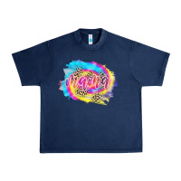 Navy Mama Tie dye Leopard Urban Heavy Tee - CowCowDesign