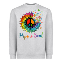 Heather Grey daisy peace sign hippie soul retro hippie flower lovers t shirt Heavyweight Sweatshirt - baoMotion