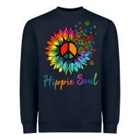 Navy daisy peace sign hippie soul retro hippie flower lovers t shirt Heavyweight Sweatshirt - baoMotion