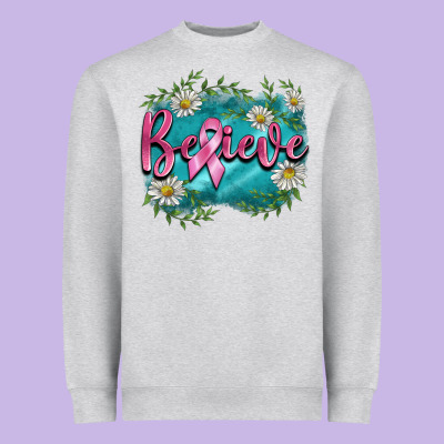 Breast Cancer Believe Heavyweight Sweatshirt Designed By Barkaloodesign