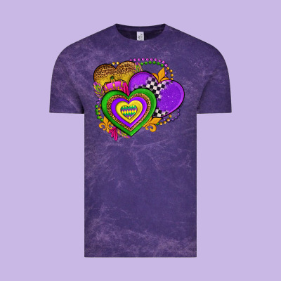 Mardi Gras Heart Olivia Vintage Tee Designed By Oliviacreatesart