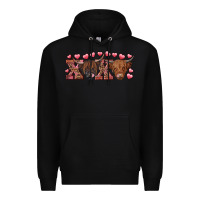 Black Xoxo highland cows Premium Hoodie - RanaPortraitStore