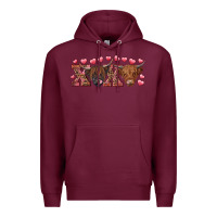 Burgundy Xoxo highland cows Premium Hoodie - RanaPortraitStore