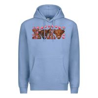 Colony Blue Xoxo highland cows Premium Hoodie - RanaPortraitStore