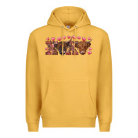 Mustard Xoxo highland cows Premium Hoodie - RanaPortraitStore