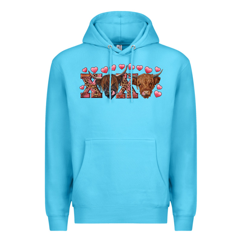 Xoxo Highland Cows Premium Hoodie by RanaPortraitStore | Teevron