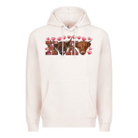 Pale Pink Xoxo highland cows Premium Hoodie - RanaPortraitStore