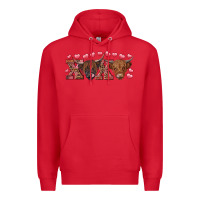 Red Xoxo highland cows Premium Hoodie - RanaPortraitStore